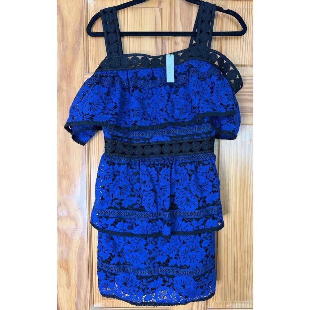 Ark n.c. NWT‎ Dress Blue Black Eyelet Chic Size SM